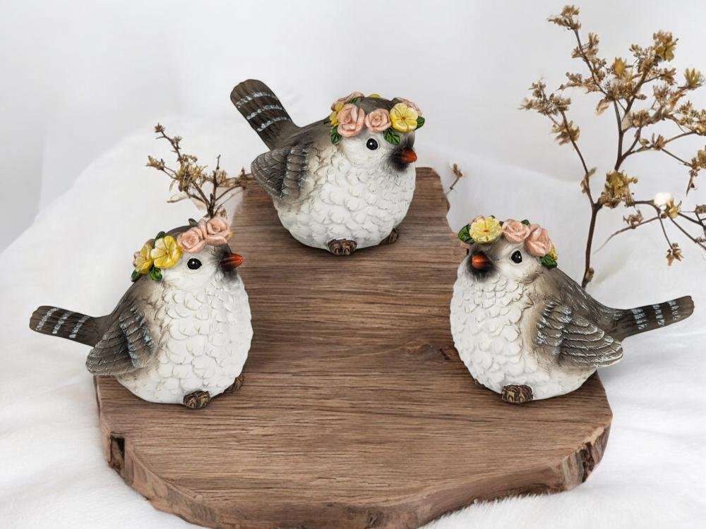 3er-Set Deko Vögel, 7 cm groß - Fröhliche Fühlingsdeko